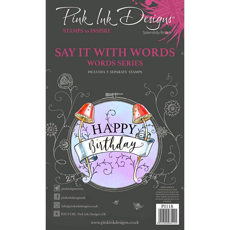 Pink Ink Designs A6 Clear Stamp Set - Say it With Words