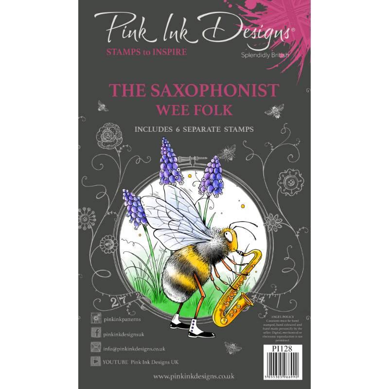 Pink Ink Designs A6 Clear Stamp Set - The Saxophonist