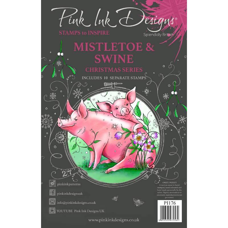 Pink Ink Designs A5 Clear Stamp Set - Mistletoe & Swine