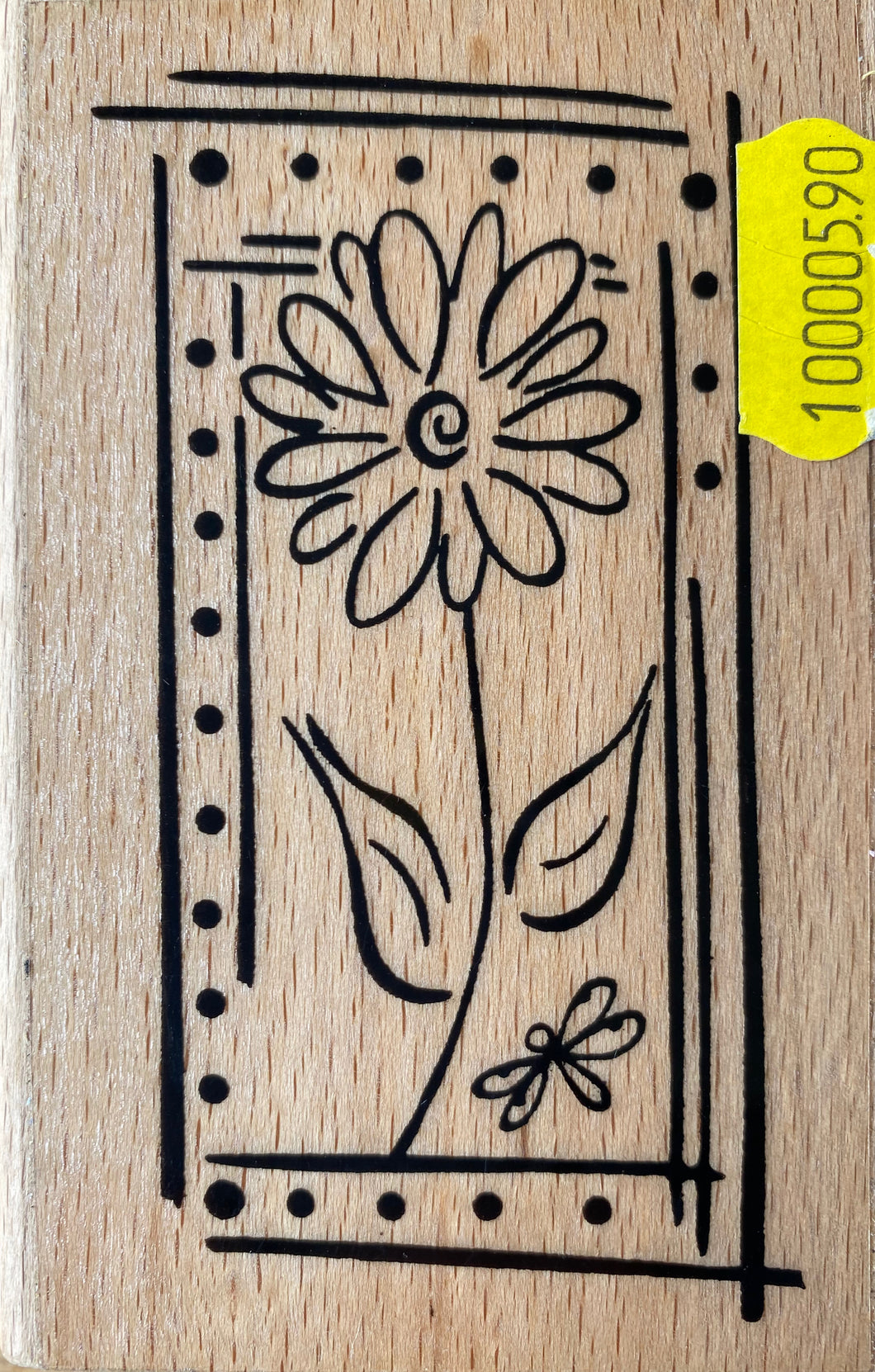 Creative Expressions Wood Mounted Grey Rubber Stamp - Daisy