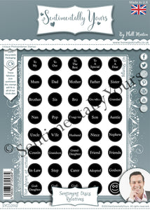 Phill Martin Sentimentally Yours A5 Stamp Set -  Sentiment Discs : Relatives