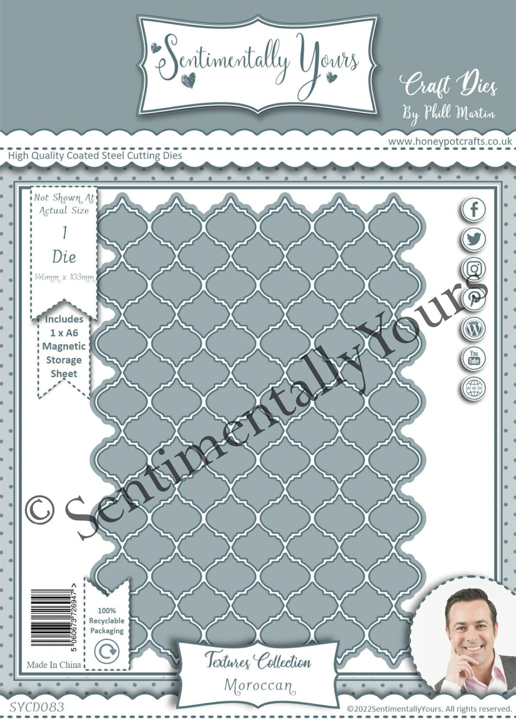 Phill Martin Sentimentally Yours Textures Collection - A6 Moroccan Die