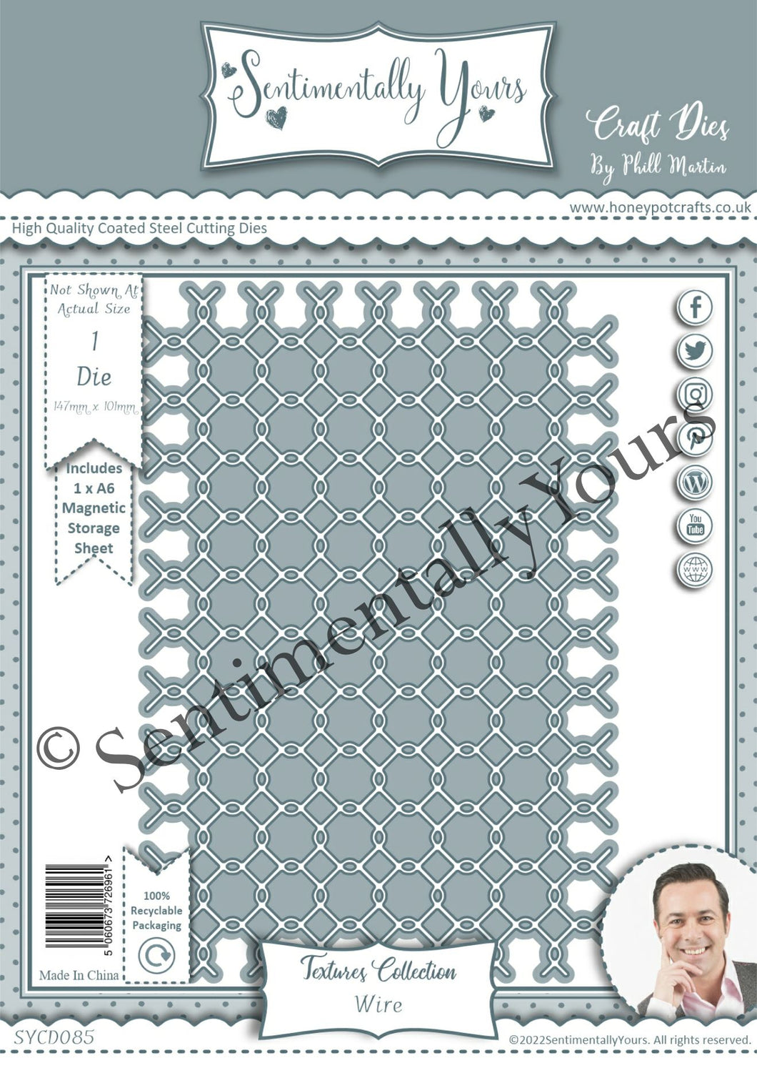 Phill Martin Sentimentally Yours Textures Collection - A6 Wire Die
