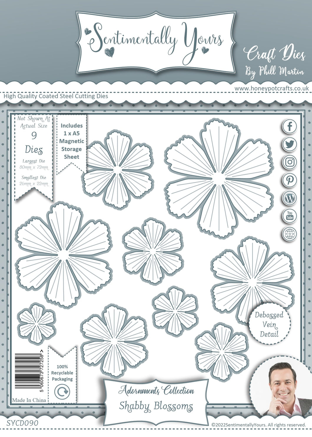 Phill Martin Sentimentally Yours Adornments Collection - Shabby Blossoms Die Set