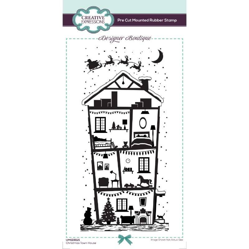 Creative Expressions Designer Boutique DL Rubber Stamp - Christmas Town House