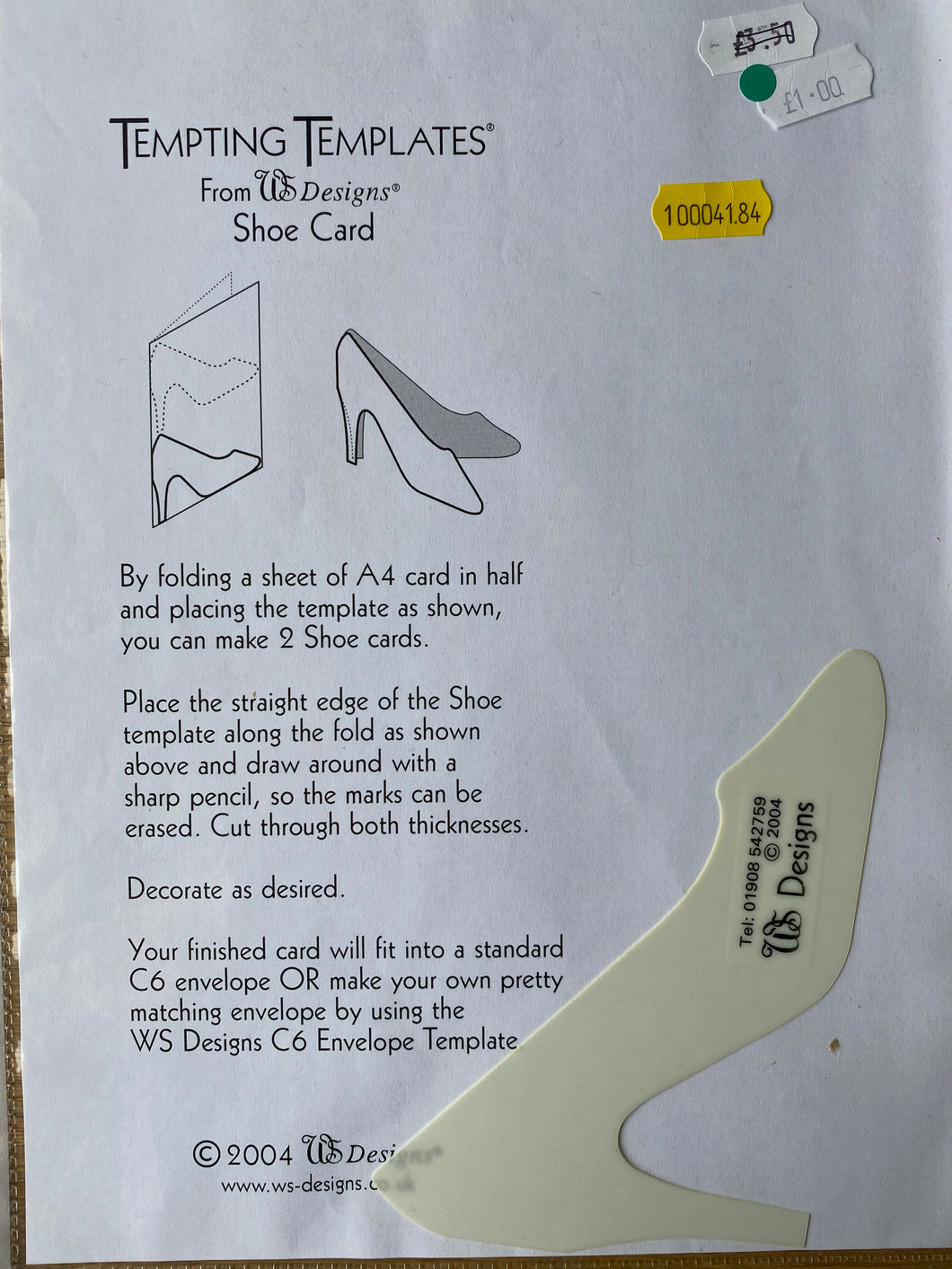 WS Designs Tempting Templates : Shoe Card