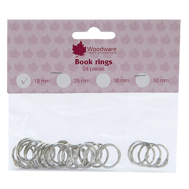 Woodware Book Rings - Silver 19mm Pack of 24