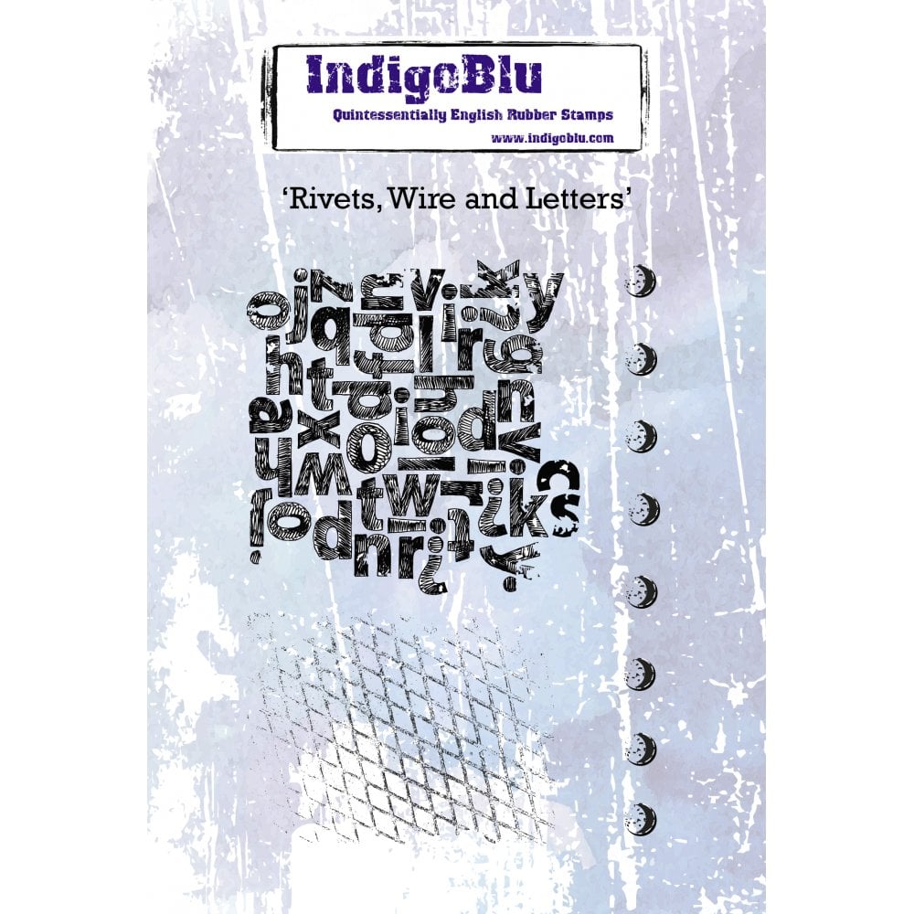 Indigoblu Rivets, Wire and Letters A6 Red Rubber Stamp Set